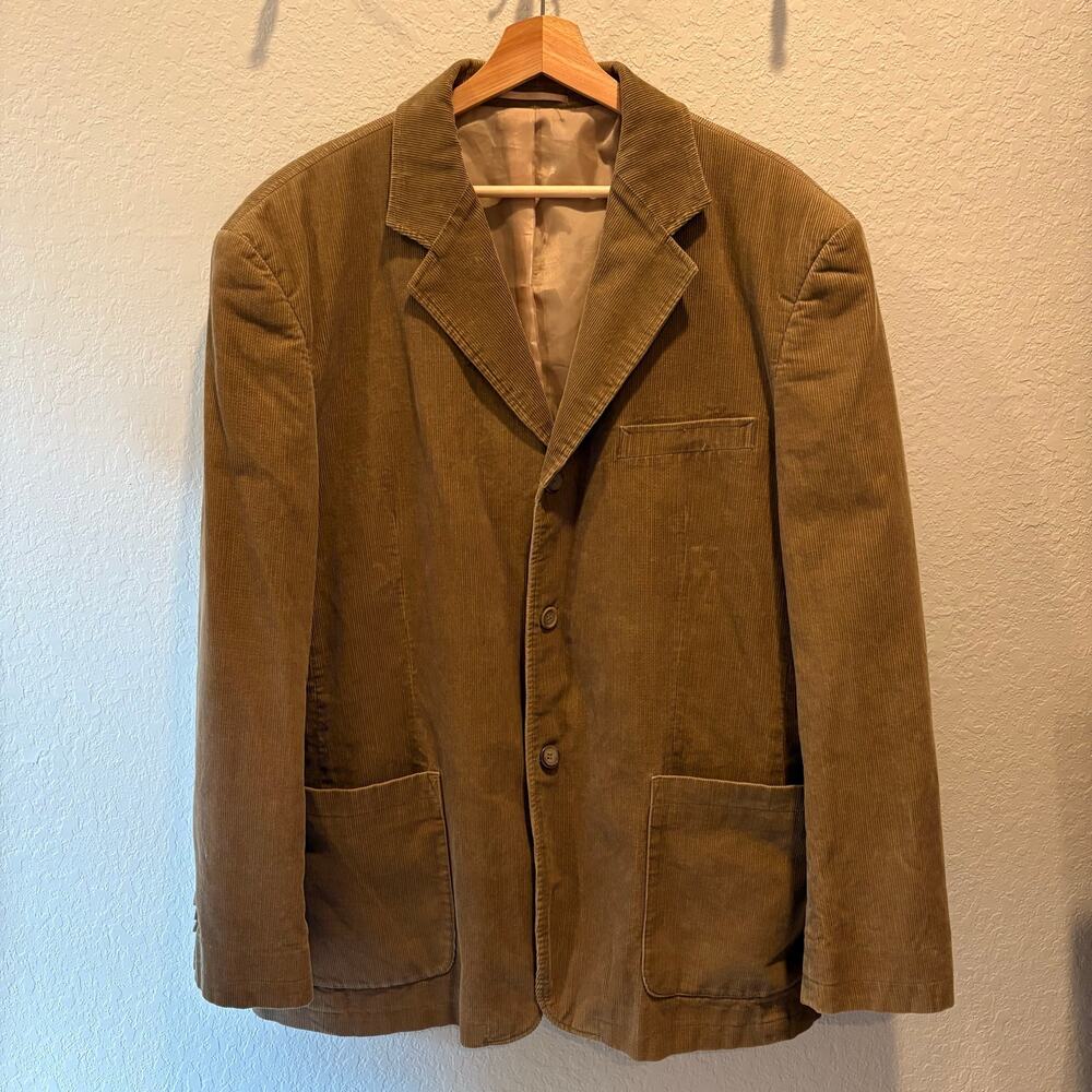 ANGELO LITRICO Mens Cotton Corduroy Blazer Sport Coat Jacket Camel Sz54 Widewale